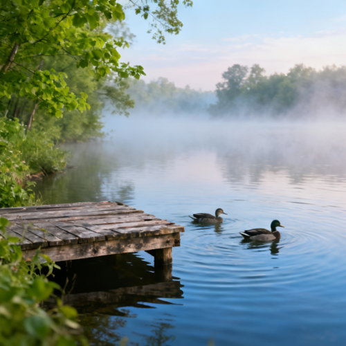 Spring dock setup in Minnesota lake